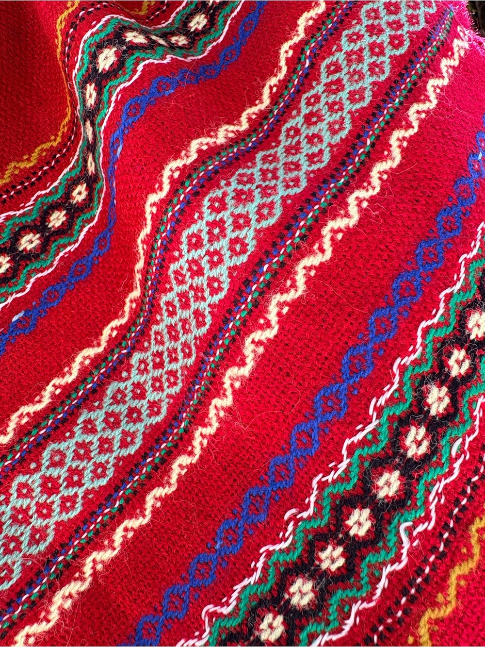 Red Patterned Fringe Scarf - Picture 2 of 6